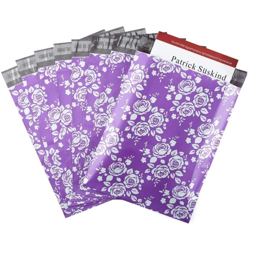 10 x 13 Polymailers 25 Boutique Purple Floral  50 Thank you Stickers